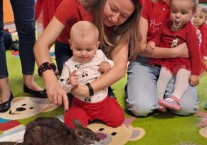 Dzieci z grupy "Niedźwiadek" z kangurkiem.